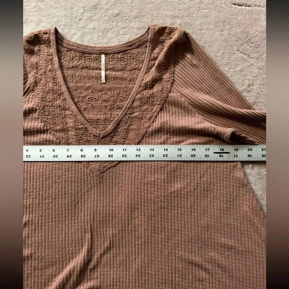 Free People Bell Sleeve Boho‎ Tunic Top Cinnamon Stretchy Soft Size Xsmall